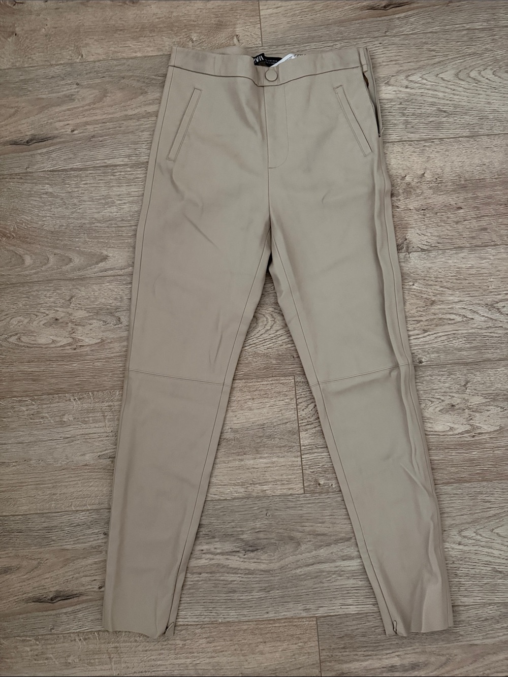 Zara Beige Faux Leather Pants